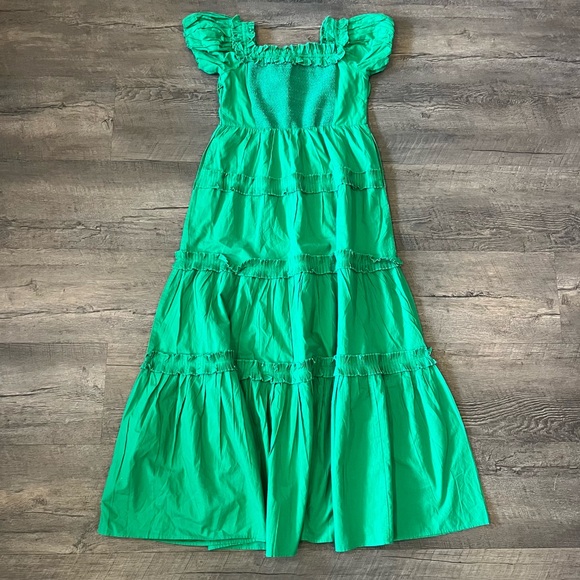 Love the Label Off the Shoulder Green Tiered Maxi Dress - Picture 3 of 6